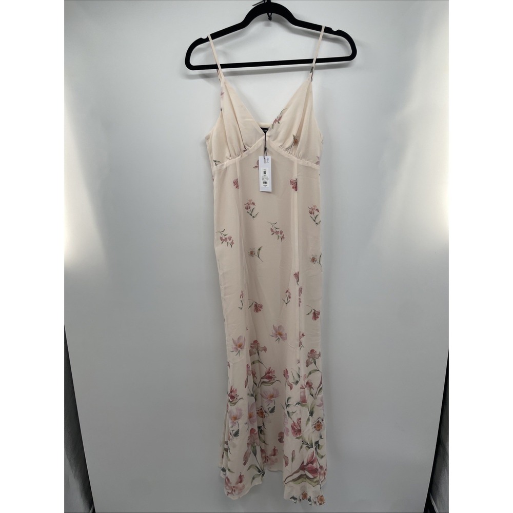 Dynamite Sage Empire Bust Maxi Dress Womens Petite Small Beige Fallen Floral NWT